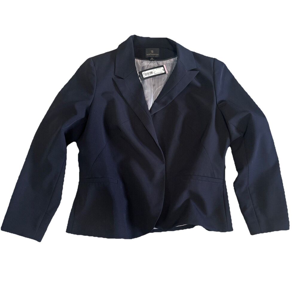Worthington Stretch Black Stripe Long Sleeve Career Blazer Jacket Women’s 1xL